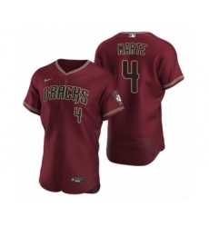 Men's Arizona Diamondbacks #4 Ketel Marte Nike Crimson Authentic 2020 Alternate Jersey
