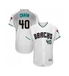 Men's Arizona Diamondbacks #40 Andrew Chafin White Teal Alternate Authentic Collection Flex Base Baseball Jersey