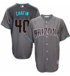 Men's Majestic Arizona Diamondbacks #40 Andrew Chafin Authentic Gray/Turquoise Cool Base MLB Jersey