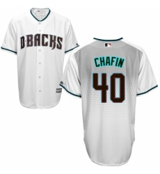 Men's Majestic Arizona Diamondbacks #40 Andrew Chafin Authentic White/Capri Cool Base MLB Jersey