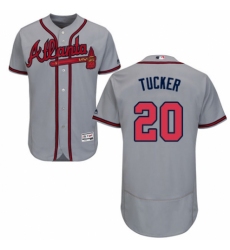 Men's Majestic Atlanta Braves #20 Preston Tucker Grey Road Flex Base Authentic Collection MLB Jersey