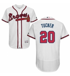 Men's Majestic Atlanta Braves #20 Preston Tucker White Home Flex Base Authentic Collection MLB Jersey
