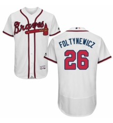 Men's Majestic Atlanta Braves #26 Mike Foltynewicz White Home Flex Base Authentic Collection MLB Jersey