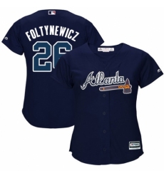 Women's Majestic Atlanta Braves #26 Mike Foltynewicz Authentic Blue Alternate Road Cool Base MLB Jersey