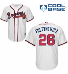 Youth Majestic Atlanta Braves #26 Mike Foltynewicz Authentic White Home Cool Base MLB Jersey