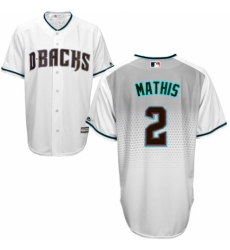 Men's Majestic Arizona Diamondbacks #2 Jeff Mathis Replica White/Capri Cool Base MLB Jersey