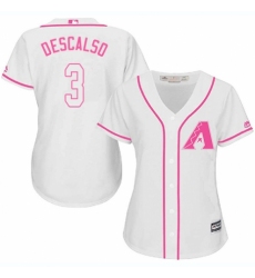 Women's Majestic Arizona Diamondbacks #3 Daniel Descalso Authentic White Fashion MLB Jersey