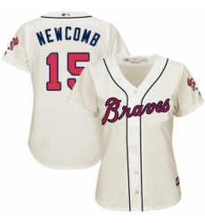 Women's Majestic Atlanta Braves #15 Sean Newcomb Replica Cream Alternate 2 Cool Base MLB Jersey