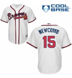 Youth Majestic Atlanta Braves #15 Sean Newcomb Replica White Home Cool Base MLB Jersey