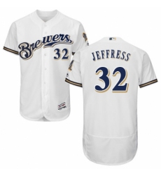 Men's Majestic Milwaukee Brewers #32 Jeremy Jeffress White Alternate Flex Base Authentic Collection MLB Jersey