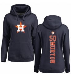 MLB Women's Nike Houston Astros #50 Charlie Morton Navy Blue Backer Pullover Hoodie