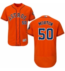 Men's Majestic Houston Astros #50 Charlie Morton Orange Alternate Flex Base Authentic Collection MLB Jersey