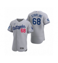 Men's Los Angeles Dodgers #68 Ross Stripling Gray 2020 World Series Champions Road Authentic Jersey