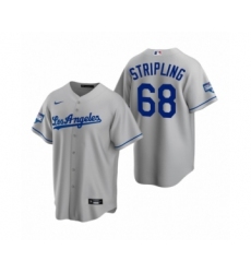 Men's Los Angeles Dodgers #68 Ross Stripling Gray 2020 World Series Champions Road Replica Jersey