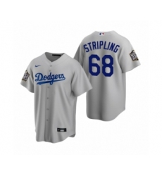 Men's Los Angeles Dodgers #68 Ross Stripling Gray 2020 World Series Replica Jersey