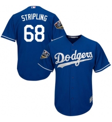 Men's Majestic Los Angeles Dodgers #68 Ross Stripling Replica Royal Blue Alternate Cool Base 2018 World Series MLB Jersey