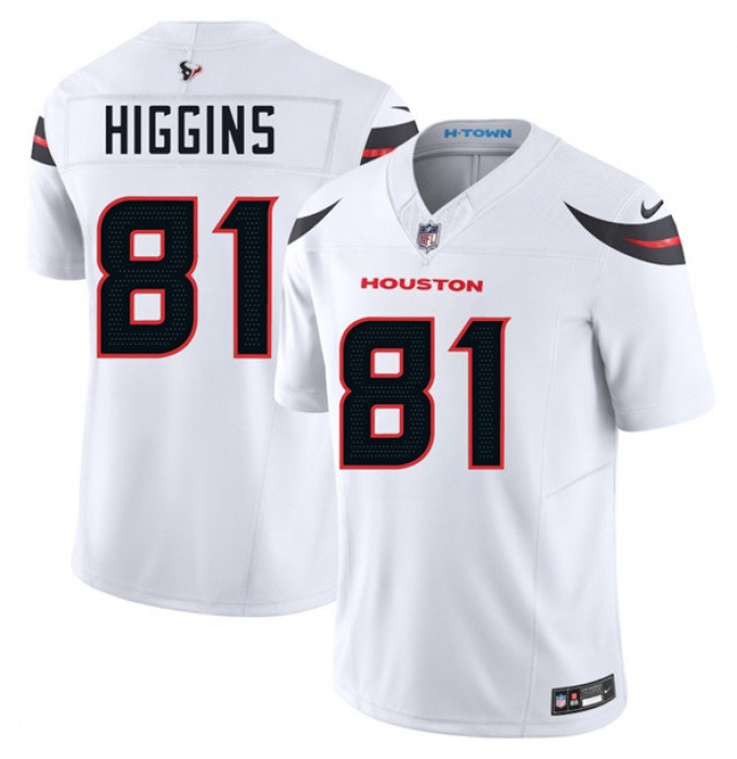Men's Houston Texans #81 Jayden Higgins White 2025 Draft Vapor F.U.S.E. Limited Football Stitched Jersey