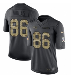 Men's Nike New England Patriots #86 Troy Niklas Limited Black 2016 Salute to Service NFL Jersey