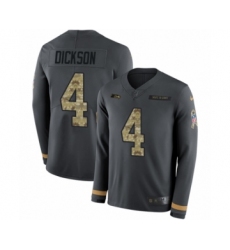 Men's Nike Seattle Seahawks #4 Michael Dickson Limited Black Salute to Service Therma Long Sleeve NFL Jersey