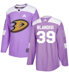 Youth Adidas Anaheim Ducks #39 Joseph Blandisi Authentic Purple Fights Cancer Practice NHL Jersey