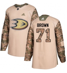 Youth Adidas Anaheim Ducks #71 J.T. Brown Authentic Camo Veterans Day Practice NHL Jersey