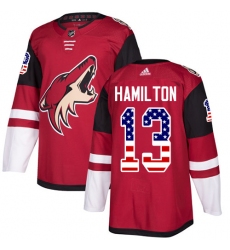 Men's Adidas Arizona Coyotes #13 Freddie Hamilton Authentic Red USA Flag Fashion NHL Jersey