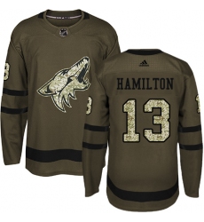 Youth Adidas Arizona Coyotes #13 Freddie Hamilton Authentic Green Salute to Service NHL Jersey