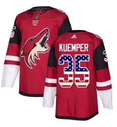 Youth Adidas Arizona Coyotes #35 Darcy Kuemper Authentic Red USA Flag Fashion NHL Jersey