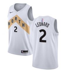 Men's Nike Toronto Raptors #2 Kawhi Leonard Swingman White NBA Jersey - City Edition