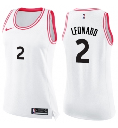 Women's Nike Toronto Raptors #2 Kawhi Leonard Swingman White Pink Fashion NBA Jersey