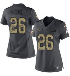 Women's Nike New England Patriots #26 Sony Michel Limited Black 2016 Salute to Service NFL Jersey