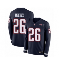 Youth Nike New England Patriots #26 Sony Michel Limited Navy Blue Therma Long Sleeve NFL Jersey