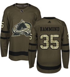 Youth Adidas Colorado Avalanche #35 Andrew Hammond Authentic Green Salute to Service NHL Jersey