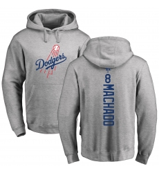 MLB Nike Los Angeles Dodgers #8 Manny Machado Ash Backer Pullover Hoodie