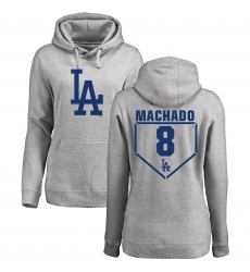 MLB Women's Nike Los Angeles Dodgers #8 Manny Machado Gray RBI Pullover Hoodie