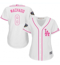 Women's Majestic Los Angeles Dodgers #8 Manny Machado Authentic White Fashion Cool Base 2018 World Series MLB Jersey