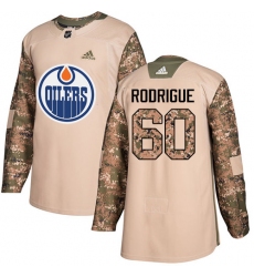 Men's Adidas Edmonton Oilers #60 Olivier Rodrigue Authentic Camo Veterans Day Practice NHL Jersey