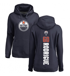 NHL Women's Adidas Edmonton Oilers #60 Olivier Rodrigue Navy Blue Backer Pullover Hoodie
