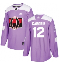 Men's Adidas Ottawa Senators #12 Marian Gaborik Authentic Purple Fights Cancer Practice NHL Jersey