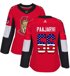 Women's Adidas Ottawa Senators #56 Magnus Paajarvi Authentic Red USA Flag Fashion NHL Jersey