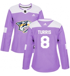 Women's Adidas Nashville Predators #8 Kyle Turris Authentic Purple Fights Cancer Practice NHL Jersey