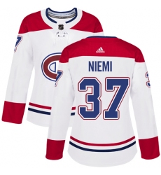 Women's Adidas Montreal Canadiens #37 Antti Niemi Authentic White Away NHL Jersey