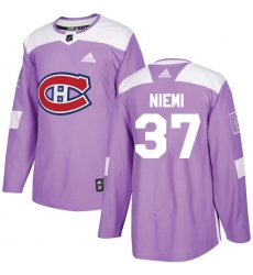 Youth Adidas Montreal Canadiens #37 Antti Niemi Authentic Purple Fights Cancer Practice NHL Jersey