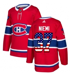 Youth Adidas Montreal Canadiens #37 Antti Niemi Authentic Red USA Flag Fashion NHL Jersey
