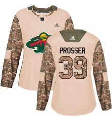Women's Adidas Minnesota Wild #39 Nate Prosser Authentic Camo Veterans Day Practice NHL Jersey