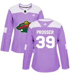 Women's Adidas Minnesota Wild #39 Nate Prosser Authentic Purple Fights Cancer Practice NHL Jersey