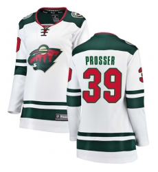 Women's Minnesota Wild #39 Nate Prosser Authentic White Away Fanatics Branded Breakaway NHL Jersey