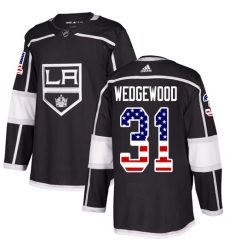 Youth Adidas Los Angeles Kings #31 Scott Wedgewood Authentic Black USA Flag Fashion NHL Jersey