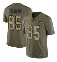 Youth Nike New York Jets #85 Neal Sterling Limited Olive Camo 2017 Salute to Service NFL Jersey