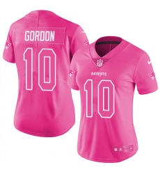 Women's Nike New England Patriots #10 Josh Gordon Limited Pink Rush Fashion NFL Jersey